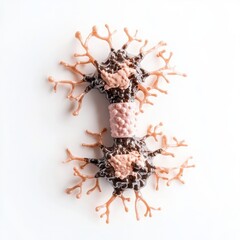 Obraz premium Illustration of ion channels in a neuron, showcasing their role in nerve signal transmission and cellular communication.