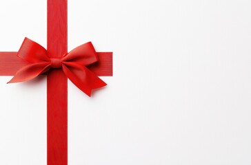 Bright Red Ribbon on White Background for Gift Wrapping and Celebrations