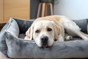 Comfortable and Spacious Grey-Hued Dog Bed Perfect for XL Sized Dogs-Modern Design with a Removable and Washable Cover