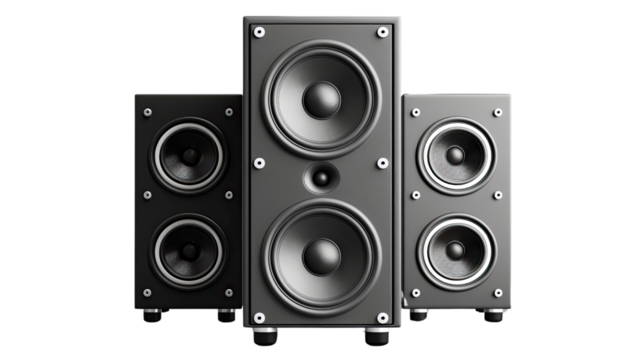 Harmony of Sound: A set of modern black speakers ready to deliver dynamic audio, illustrating sound technology with clarity.