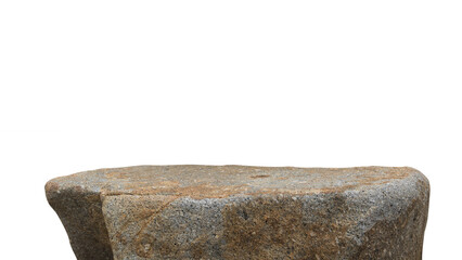 Rock, Stone podium isolated on white backgrounds, Brown Cliff edge Beige formation well stand display product, cosmetics, Clipping path