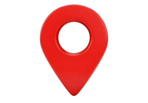 Red map pointer icon with navigation symbol