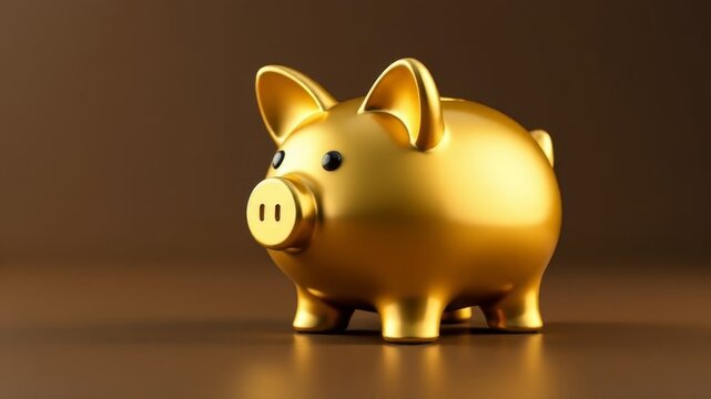 golden piggy bank. concept of saving money