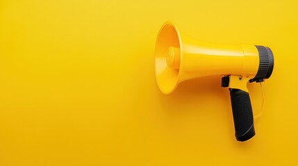 Bright Yellow Megaphone on Vibrant Yellow Background for Announcements and Promotions