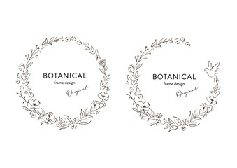 ナチュラルな花の手書きイラストのフレーム