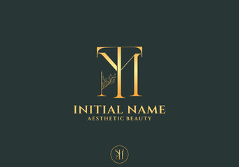  Letter TM Beauty Logo with Flourish Ornament Luxury