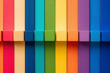Colorful wooden blocks arrangement studio decorative art vibrant close-up creative design inspiration