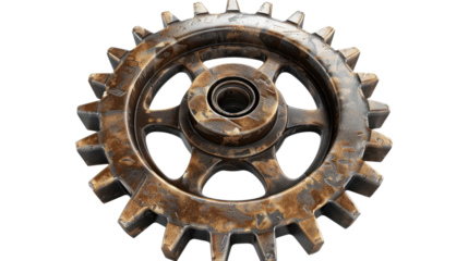 Rusty Gear: A detailed close-up shot of a rusty gear, revealing intricate textures and signs of wear and tear, symbolizing industry and mechanics.