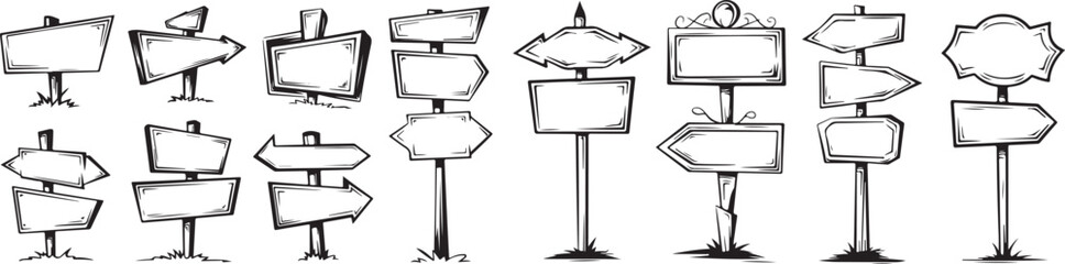 Hand drawn signboard illustration. vector art of  way direction