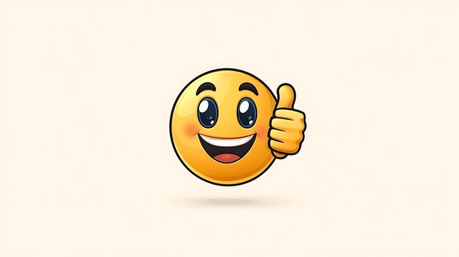 Naklejki Cheerful Thumbs-Up Emoji Illustration: A Digital Drawing AI Generated