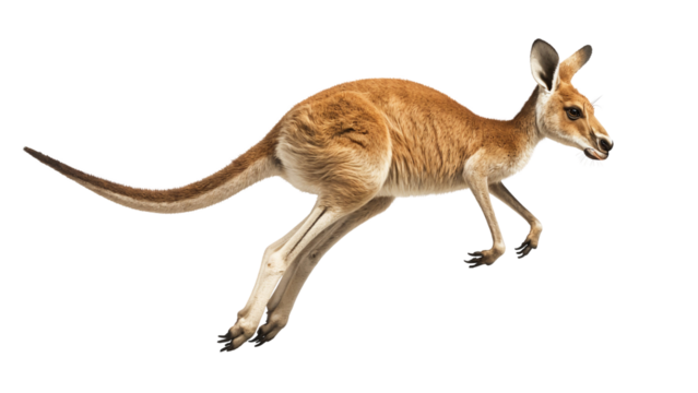 Kangaroo running isolated on white background