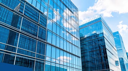 Modern Glass Buildings: City Architecture, Urban Skyline, Blue Reflection