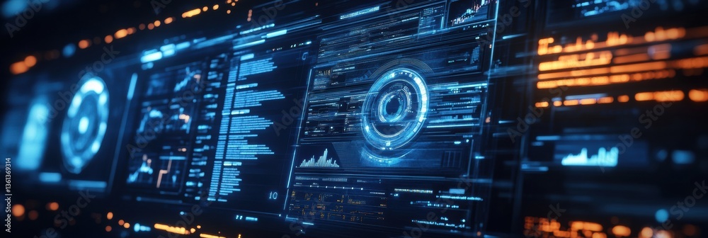 Leinwandbilder futuristic holographic interface showcasing real-time political data with neon blue accents and ai-c
