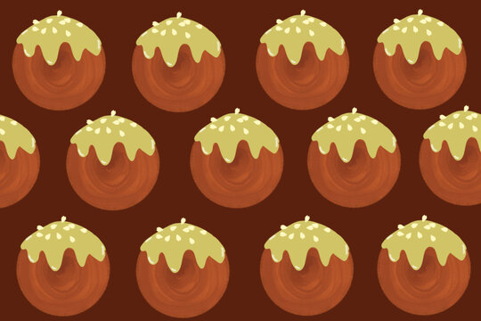 Cute Cake and bakery sweet Food Cartoon perfect seamless pattern