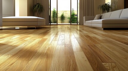 Modern Interior Design: Sunlit Living Room with Elegant Wooden Floor