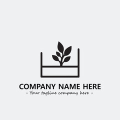 Plant illustration for logo company black and white vector image
