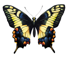 Illustration of a dark butterfly isolated on transparent background