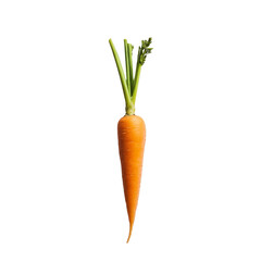 Fresh orange carrot with green tops placed on a clean transparent background for a vibrant, healthy display, slice carrot on transparent background