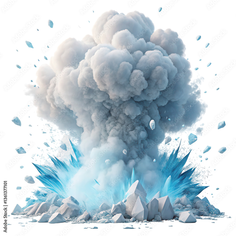 Poster A dramatic explosion of smoke and ice shards, creating a striking visual of chaos and energy.