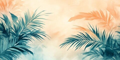 Watercolor painting of palm tree leaves creating a tropical vibe