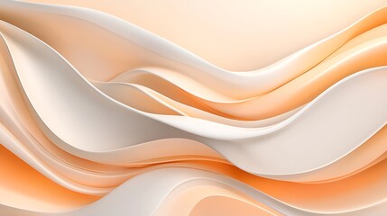 Obraz premium Creamy Peach and White Abstract 3D Render: Fluid Wave Design AI Generated