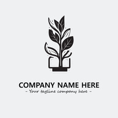 Plant illustration for logo company black and white vector image
