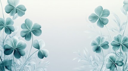 Fototapeta premium Beautiful artistic depiction of teal colored four leaf clovers