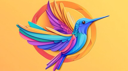 Obraz premium Vibrant Hummingbird in Flight: A Colorful Digital Illustration AI Generated