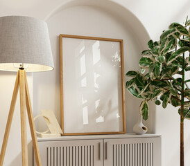 Frame mockup,Mockup frame in modern interior,Living room wall poster mockup- 3D rendering