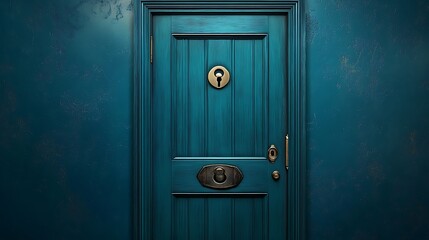 Mysterious Teal Door: A Digital Painting of an Enigmatic Entrance AI Generated