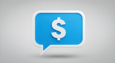 Obraz premium 3D Blue Speech Bubble with Dollar Sign: Finance, Money, Business, Communication, Investment, Currency, Economy, Wealth, Talking Money Concept