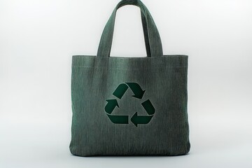 Eco-friendly green tote bag with recycling symbol for sustainable shopping