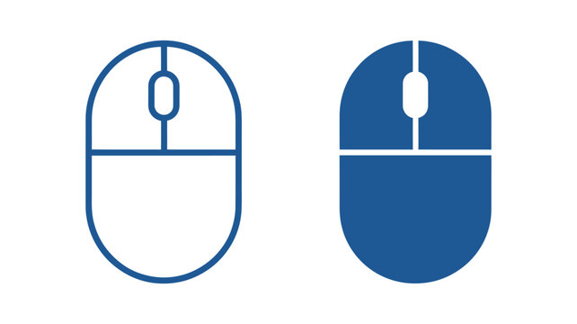 A variety of computer mouse icons illustrating different types of computer peripherals, highlighting left and right-click buttons, scroll features, and interface designs