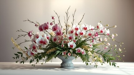 Minimalist Kezan floral composition with delicate cherry blossoms