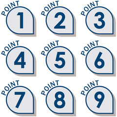 イラスト素材：数字アイコン１～９セット	