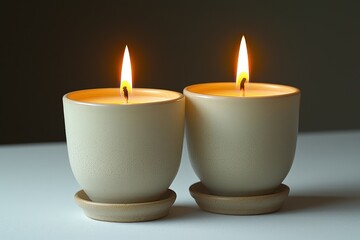 Tranquil dual candlelight in elegant ceramic holders for soothing ambiance
