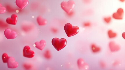 Romantic celebration with floating hearts digital artwork soft pastel background whimsical concept