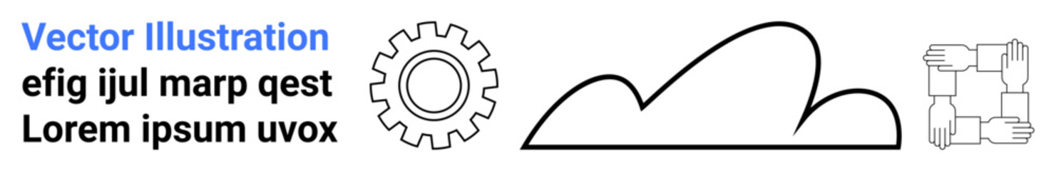 Gear, cloud, and linked hands symbolizing teamwork, innovation, and connectivity. Ideal for technology, cloud computing, collaboration, community connection mechanics innovation simple landing