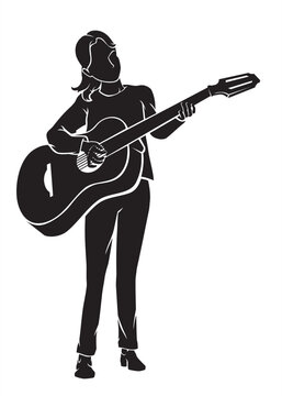 Young Female Musician, Playing Guitar