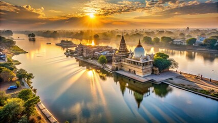Obraz premium Scenic Sunrise View of Shri Ram Mandir Temple in Ayodhya, India