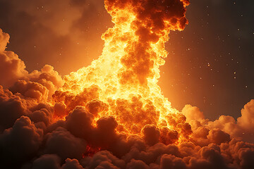 Nuclear explosion event testing site digital art apocalyptic environment dramatic viewpoint