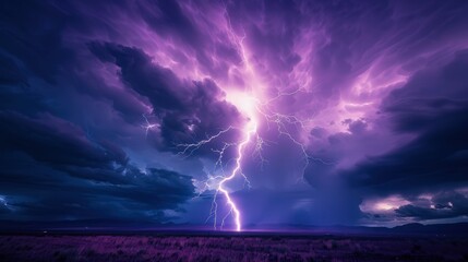 Fototapeta premium Vibrant lightning storm illuminating the sky