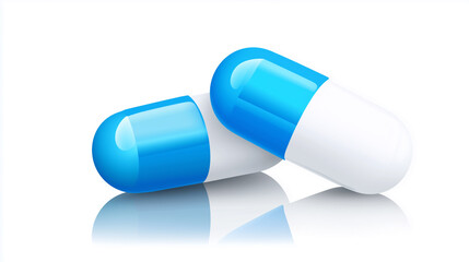 Two glossy capsules are presented against a stark white background, exhibiting a high degree of detail. One capsule is oriented horizontally, while the other lies at a slight angle.  Both capsules