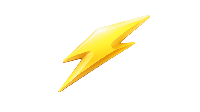 Isolated yellow lightning bolt on a plain black background