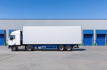 Large Delivery Truck Parked in Front of a Warehouse Dock Area