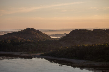 Sunset over Tower Hill Reserve and Lake.