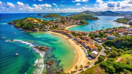 Fototapeta premium Aerial View of Vibrant Buzios Beach in Brazil with Clear Waters