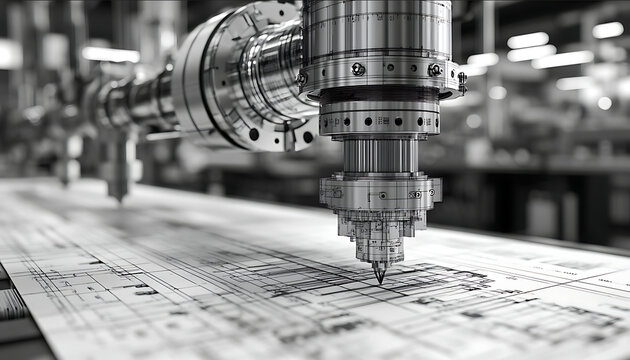 A banner sleek modern design that conveys a sense of reliability Use a black and white color scheme with a focus on CAD designs and abstract technical mechanical patt