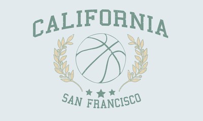 Sun Francisco sport design. Sport club vector t-shirt design. Basketball club vector t-shirt design. California athletic club graphic print design for t shirt.
