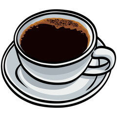 Black Coffee White Cup Drawing Vector Illustration